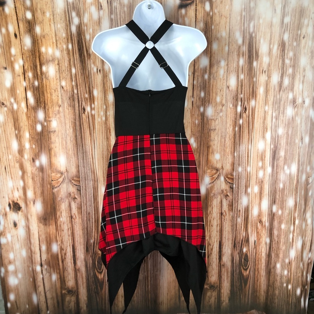 Black and Red Plaid Punk Gothic Sleeveless Tank Dress - Picture 10 of 10